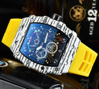 Watch for me Barrel-Shaped Quartz Watch Fashion Six-Pin Running Seconds Wood Grain Waterproof Men's Watch 9791F