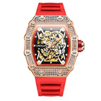 ONOLA ON3829D watch for men Fashion full diamond automatic mechanical watch men's silicone strap waterproof watch