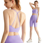 2023 New Yoga Suit Women's Summer Sports Bra High Waist and Hip Lifting pants Running Fitness Shorts Set WXM239+WFK030