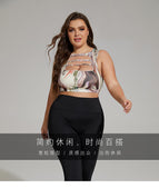 New Large Size Sports Bra Printed Hollow-out Fitness Yoga Sports plus size women Bra Wireless sports yoga Bra SB308