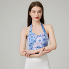 Romantic Sports Vest Women's Yoga Bra Spring and Summer Abdominal Exercising Chest Pad Tops running fitness top HN128