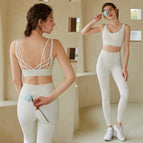Yoga suits women's running vest type cross beauty back breasts fitness sports yoga bra sports set 710+807
