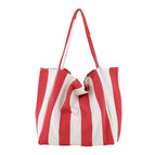 Korean retro art handbag simple small fresh striped canvas bag casual fashion large-capacity one-shoulder handbag SR1089TW