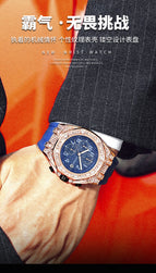 PINTIME men's watch silicone strap octagonal design calendar waterproof diamond plaid casual  men watch