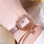 Gedi Fashion Women's Mesh Square Watch Simple Student Versatile Waterproof Quartz Watch 13029