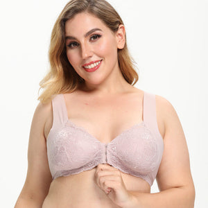 Large size underwear no steel ring bra front buckle seamless vest lace beautiful back large size underwear nursing bra W118