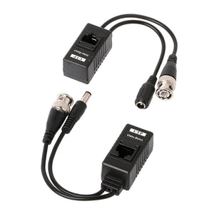 1 Pair BNC To RJ45 Passive Video Power + Audio Balun Transceiver For CCTV Camera 77UB