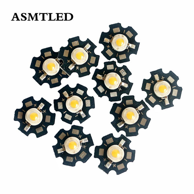 10-1000Pcs 1W 3W High Power Chip Warm white light Bead Emitter LED Bulb Diodes Lamp Beads with 20mm Star PCB Platine Heatsink