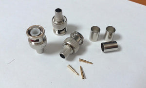 100PCS BNC Plug Crimp Coaxial Connector 3-Piece for RG6 New