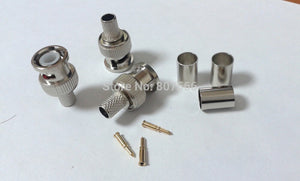 100PCS BNC Plug Crimp Coaxial Connector 3-Piece for RG6 New