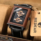 New wooden watch men's luminous five needle Korean version quartz watch Tiktok watch SJS1869