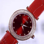 GUOU 8112 Relogio Women's Watches Luxury Diamond Waterproof Genuine Leather Ladies Watch Women Watches Clock