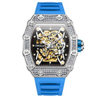 ONOLA ON3829D watch for men Fashion full diamond automatic mechanical watch men's silicone strap waterproof watch