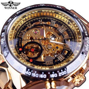 Winner Mechanical Sport Golden Watch Mens Watches Montre Homme Clock Men Automatic Skeleton Watch