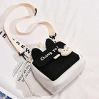 Canvas Bag Women's Bag 2022 New Ins Messenger Bag Lovely 2022 Student Literature and Art One Shoulder Mobile Phone Bag