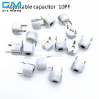 10PCS 6mm Trimmer Variable Ceramic Capacitor 3PF 5PF 10PF 20PF 30PF 40PF 50PF 60PF 70PF 120PF Adjustable Capacitors for Arduino