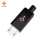 10Pcs/lot Micro USB Cable Male Plug Connector DIY Kit With Covers Case Black DIY Data Cable Accessories Mini Plug Terminals