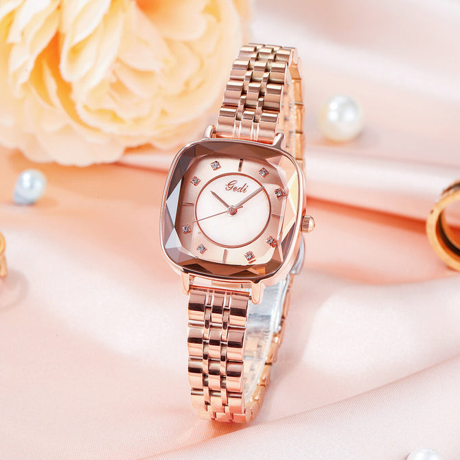 GEDI New Women watch square small dial INS Steel strap waterproof quartz lady bracelet 51052 Steel