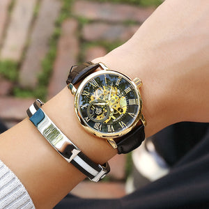 watch men's mechanical watch Roman numeral openwork transparent machinery steel men's watch