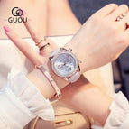 Hong Kong GUOU 8103 Disc Large Dial Quartz Watch Personality Multifunctional Three Eyes Full Diamond Belt Watch
