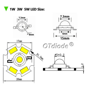 10pcs 1W 3W High Power LED Full Spectrum White Warm white Green Blue Deep Red 660nm Royal blue IR UV With 20mm Black Star PCB