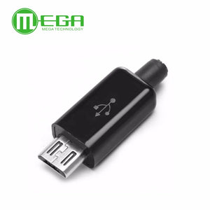 10pcs DIY Micro USB Male Plug Connectors Kit w/ Covers Black