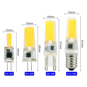 10pcs/lot LED G4 G9 E14 3W 6W Light Bulb AC/DC 12V 220V LED Lamp COB Spotlight Chandelier Lighting Replace 30W 60W Halogen Lamps