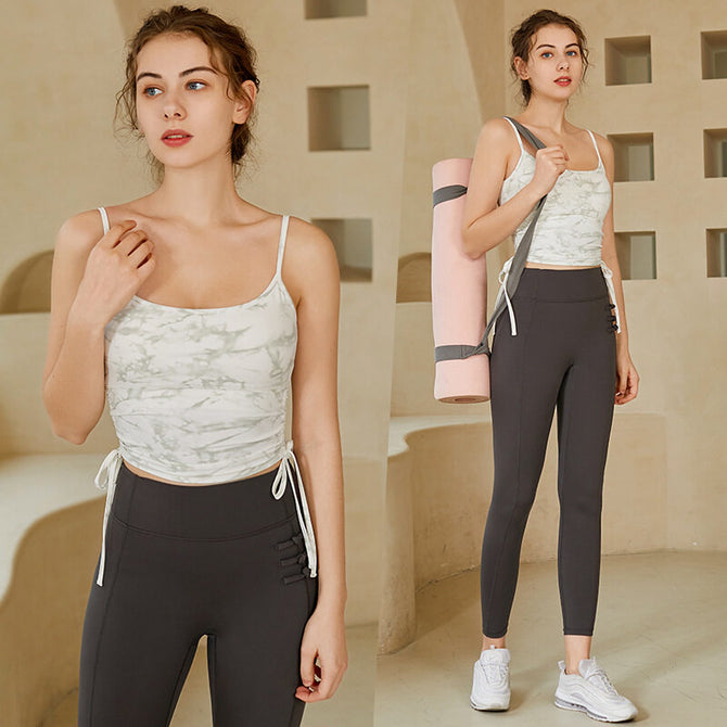lulu yoga clothing suit female temperament high-end professional fitness clothing vest with chest pad sports running training set