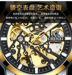 CHENXI2021 New Hollow Automatic Mechanical Watch Men's Waterproof Leather Strap Luminous business men casual Watch CX-8812