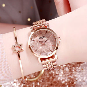 GEDI Women watch star sky fashion easy match casual waterproof quartz lady watch 12027 steel