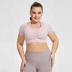 Plus Size Halter Yoga Clothes with Chest Pad Women's Running Exercise Short T-shirt Clothes Top BB188