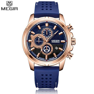MEGIR 2101 Top Brand Men's Analog Quartz Sport Watches Men Luxury Business Watch Fashion Silicone Waterproof Wrist Watch Male Clock