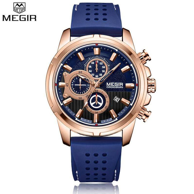 MEGIR 2101 Top Brand Men's Analog Quartz Sport Watches Men Luxury Business Watch Fashion Silicone Waterproof Wrist Watch Male Clock