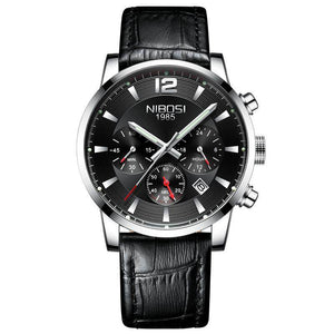 NIBOSI 2329 Watch Quartz Watches Men Luxury Brand Golden Clock Male Casual Business Leather Waterproof Watch Leath belt