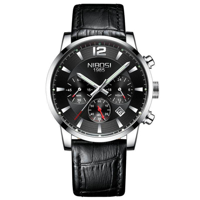 NIBOSI 2329 Watch Quartz Watches Men Luxury Brand Golden Clock Male Casual Business Leather Waterproof Watch Leath belt