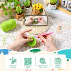 Crochet Kit | Crochet Kit for Beginners | Emotional Support Succulent Crochet & Knitting Kit with Step by Step Video Lessons | 6pcs Succulent Crochet Kit with Crochet Accessories