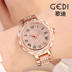 GEDI New Women watch diamond steel strap fashion hot sale waterproof quartz lady party causal watch 8095