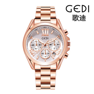 GEDI Women's watch steel strap fashion female waterproof calendar casual quartz watch  2986