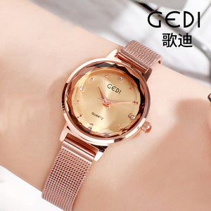 GEDI Women's watch small dial fashion simple retro bracelet think special waterproof elegant lady watch 6323