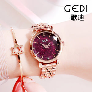 GEDI Women watch star sky fashion easy match casual waterproof quartz lady watch 12027 steel