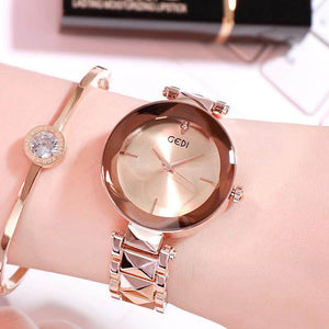 GEDI 81003 Fashion Casual Watch Korea style Women Elegant Luxury Stainless Steel Waterproof Ladies Diamond Rhinestone Analog Quartz Wristwatch