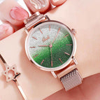 GEDI 12000 Starry Sky Women Fashion Casual Watch Elegant Luxury Stainless Steel Magnetic Strap Waterproof Ladies Diamond Rhinestone Analog Quartz Wristwatch