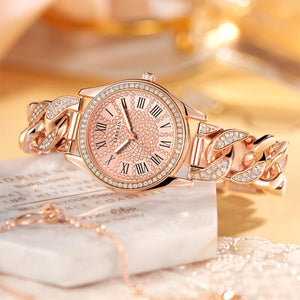 PINTIME Simple Fashion Business Watch European Light Luxury Minority Women's Bracelet Diamond Quartz Watch 1555