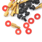 12Pcs/set 6.5mm 6-32-M3 Computer Golden Motherboard Riser+Silver Screws + Red Washers