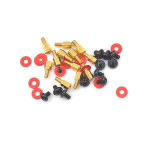 12Pcs/set 6.5mm 6-32-M3 Computer Golden Motherboard Riser+Silver Screws + Red Washers