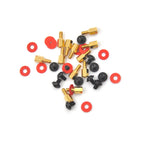 12Pcs/set 6.5mm 6-32-M3 Computer Golden Motherboard Riser+Silver Screws + Red Washers