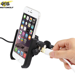 Motowolf motocycle bicycle mobile phone holder chargable safe phone holder 2805C