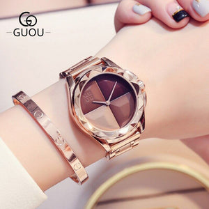 Fashion GUOU 8815 Watches Women Top Luxury Ladies Watch Blush Paragraph Tide Quartz Watch Fashion Trend Stainless Steel Women Watch