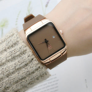 GOGO Silicone Tape square men's and women's watches fashion trend Mori women's watches calendar rubber belt quartz watch