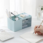 Desk Organisers Stationery Storage Box Multipurpose Desktop Organizer & Storage Box with Transparent 2 Tier Drawer Kotak Alat Tulis